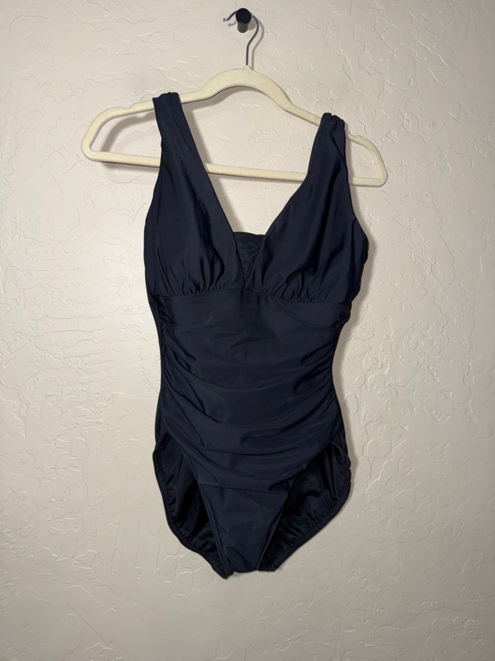 Lands end black tummy control full coverage one piece swimsuit size 12.